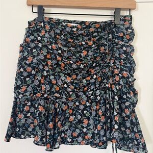 Veronica Beard Mini Skirt Black Floral Ruched Sz 0